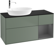 Тумба под раковину Villeroy & Boch Finion 120х50,1 см с подсветкой МДФ оливковый матовый лак/стекло черное матовое G932GKGM