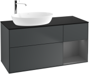 Тумба под раковину Villeroy & Boch Finion 120х50,1 см с подсветкой МДФ темно-синий матовый лак/стекло черное матовое G932GKHG