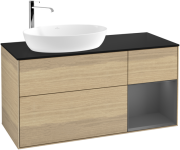 Тумба под раковину Villeroy & Boch Finion 120х50,1 см с подсветкой МДФ шпон дуба/стекло черное матовое G932GKPC