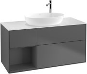 Тумба під раковину Villeroy & Boch Finion 120х50,1 см з підсвічуванням антрацит матовий лак/скло біле матове F941GKGK