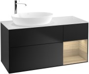 Тумба під раковину Villeroy & Boch Finion 120х50,1 см із підсвічуванням МДФ чорний матовий лак/скло біле матове G931PCPD