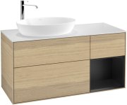 Тумба під раковину Villeroy & Boch Finion 120х50,1 см із підсвічуванням МДФ шпон дуба/скло біле матове G931PDPC