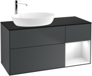 Тумба под раковину Villeroy & Boch Finion 120х50,1 см с подсветкой МДФ темно-синий матовый лак/стекло черное матовое G932GFHG
