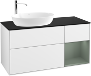 Тумба під раковину Villeroy & Boch Finion 120х50,1 см з підсвіткою МДФ білий глянцевий лак/скло чорне матове G932GMGF