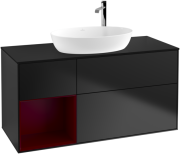 Тумба под раковину Villeroy & Boch Finion 120х50,1 см с подсветкой МДФ черный матовый лак/стекло черное матовое F942HBPD