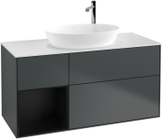 Тумба під раковину Villeroy & Boch Finion 120х50,1 см із підсвічуванням МДФ темно-синій матовий лак/скло біле матове F941PDHG