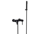 Змішувач для ванної кімнати Besco Illusion настінний з душовим гарнітуром чорний матовий BW-IS-CZ