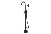 Змішувач для ванної кімнати Besco Retro I підлоговий з душовим гарнітуром чорний матовий BW-RI-CZ