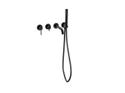 Смеситель для ванной Besco Veo настенный с душевым гарнитуром черный матовый BW-V4P-CZ