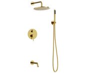 Душова система прихованого монтажу Besco Veo/Decco/Illusion із змішувачем золото BP-V-ZL