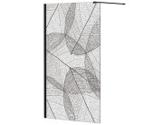 Душевая перегородка Besco Leafy Walk in 100х200 см профиль черный матовый/прозрачное стекло с узором LF-100-200C