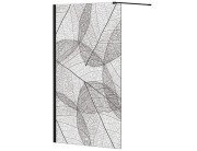 Душевая перегородка Besco Leafy Walk in 110х200 см профиль черный матовый/прозрачное стекло с узором LF-110-200C