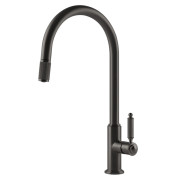 Смеситель для кухни Gessi Venti20 с выдвижной лейкой однорычажный черный металл брашированный 60622#707