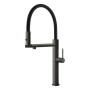 Змішувач для кухні Gessi Cesello з висувною лійкою чорний метал брашований 60214#707