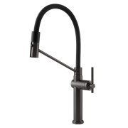 Смеситель для кухни Gessi Habito с выдвижной лейкой черный металл брашированный 60664#707