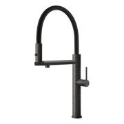 Смеситель для кухни Gessi Cesello с выдвижной лейкой черный металл брашированный 60214#707