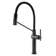 Смеситель для кухни Gessi Habito с выдвижной лейкой черный металл брашированный 60664#707