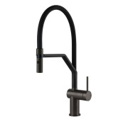 Змішувач для кухні Gessi Inedito з витяжною лійкою чорний метал брашований 60429#707