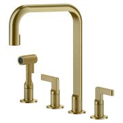 Смеситель для кухни Gessi Inciso на 4 отверстия с выдвижной лейкой латунь брашированная 58703#727