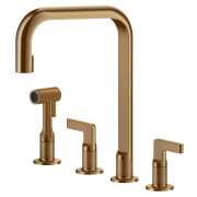 Смеситель для кухни Gessi Inciso на 4 отверстия с выдвижной лейкой бронза брашированная 58703#726