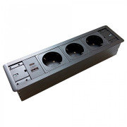 Блок розеток ASA Plastici Versaframe 3.0 3.0 3х220В+USB А+С чорний 060.40F.00009
