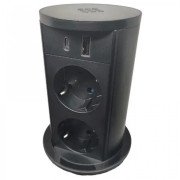 Висувний розетковий блок ASA Plastici VersaLift 2х220В+USB type А+C чорний 060.47F.00115