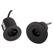 Мебельная розетка ASA Plastici Versatag 1х220В + USB type А черный 060.36F.00001