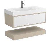 Тумба Miraggio Duo с раковиной Fly 100 МДФ белый/кашемир 8814977
