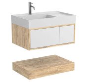 Тумба Miraggio Duo з раковиною Soul 800 ДСП білий/дуб канзас 8815001