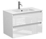 Тумба Miraggio Natura с раковиной Della 800 МДФ белый глянцевый 8814881