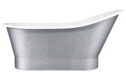 Ванна из искусственного камня Besco Gloria 160х68 см с сифоном клик-клак хром DuraBe серебро/глянцевый белый #WMD-160-GLS