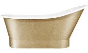 Ванна акрилова Besco Gloria Glam 160х68 см із сифоном клік-клак хром золото/глянцевий білий #WMD-160-GLZ