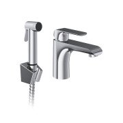 Змішувач для раковини Ravak Flat одноважільний з гігієнічним душем хром X070438