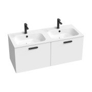 Тумба под двойную раковину Ravak SD Chrome II 1200 ДСП/МДФ белый черная ручка X000001747