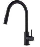 Змішувач для кухні VBI Flusso одноважільний з висувною лійкою чорний VBI-055000BL