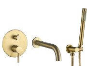 Змішувач для ванної кімнати VBI Milano прихованого монтажу з душовим гарнітуром матове золото VBI-050107BG