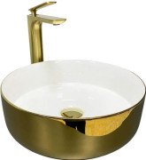 Раковина для ванной VBI Prato ⌀36 см керамика золото/белый VBI-011415