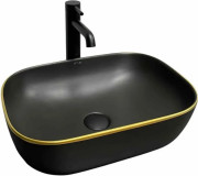 Раковина для ванной VBI Ravenna 46х33 см керамика black matt gold edge VBI-011228