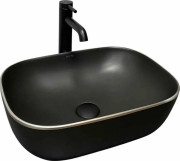 Раковина для ванной VBI Ravenna 46х33 см керамика black matt silver edge VBI-011229