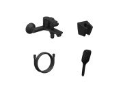 Змішувач для ванної кімнати Ravak Solar з душовим гарнітуром матовий чорний X07S106