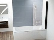 Шторка для ванны Ravak CVS1 80х150 см правостороння профиль черный прозрачное стекло 7QR40300Z1
