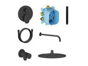 Душова система прихованого монтажу Ravak Spring з верхнім душем матовий чорний X070896