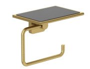 Держатель для туалетной бумаги Kludi Vela S с полкой брашированное золото PVD 25971N0