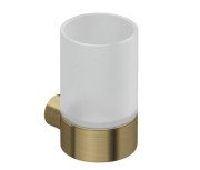 Склянка для зубних щіток Kludi Vela R з тримачем брошуроване золото PVD 58975N0