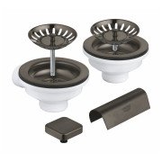 Зливний комплект для раковини Grohe на 2 чаші графіт темний матовий 40999AL0