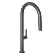 Змішувач для кухні Kludi Aurea одноважільний з висувною лійкою глибокий чорний матовий 558526675