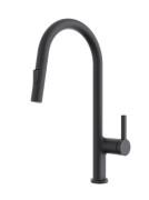 Змішувач для кухні Aqua Rodos Bari одноважільний з висувною лійкою чорний матовий АР000082525