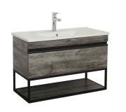 Тумба подвесная Aqua Rodos Loft-Iron 100 см с раковиной Arte ДСП/МДФ дуб морас АР000051853