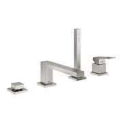 Смеситель на борт ванны Grohe Eurocube с душевым гарнитуром суперсталь 19897DC1
