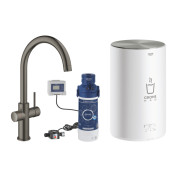 Смеситель для кухни Grohe Red Duo с бойлером M-размера графит темный матовый 30083AL1